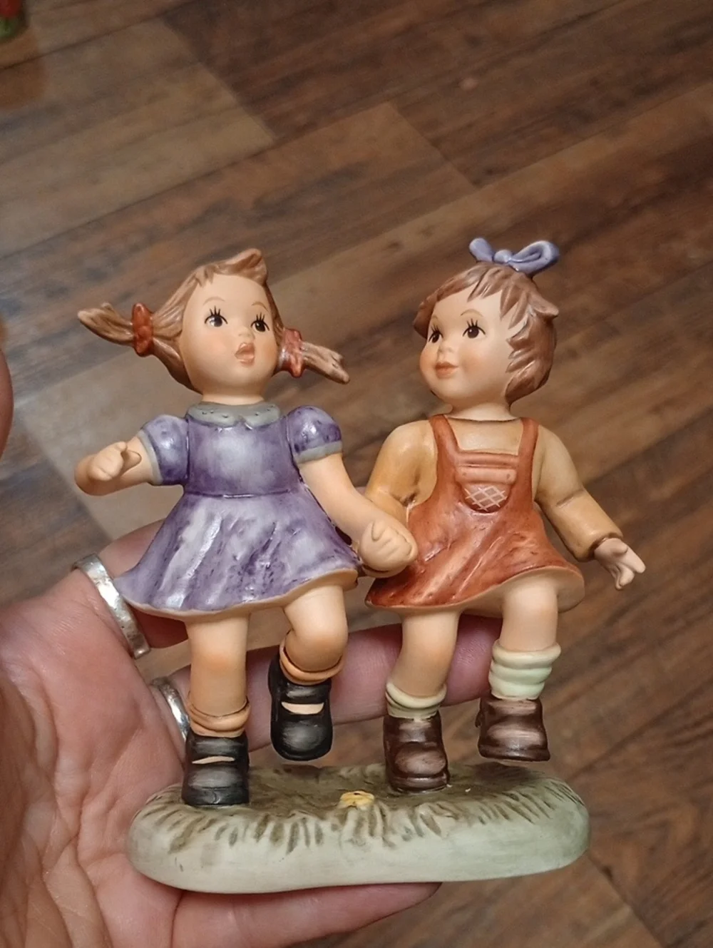 Goebel Hand-Painted Girls Skipping Along Figurine